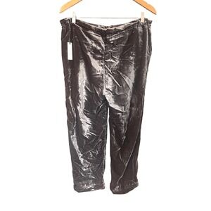 NWT Anthropologie Ettitwa Boho Velvet Trousers Olive Green High Waist M